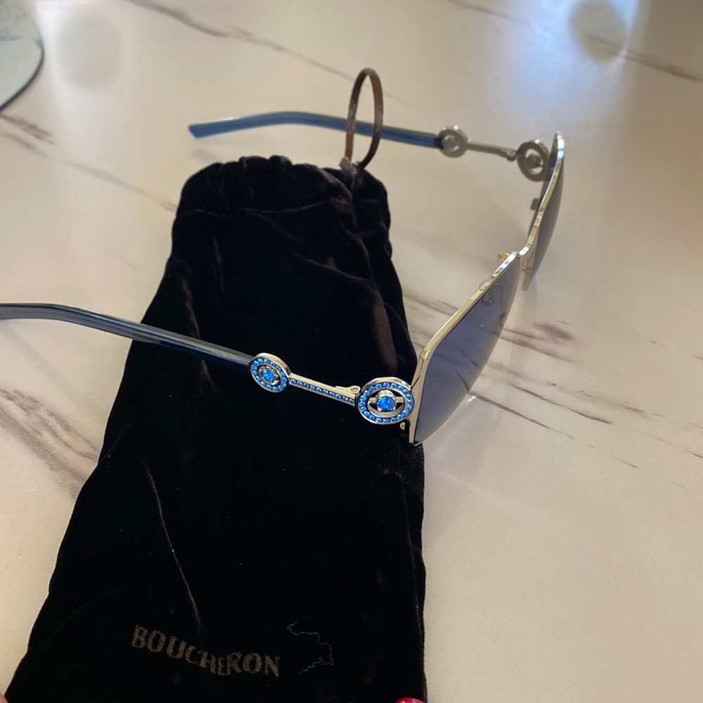 Boucheron sunglasses with blue tint and rhinestones